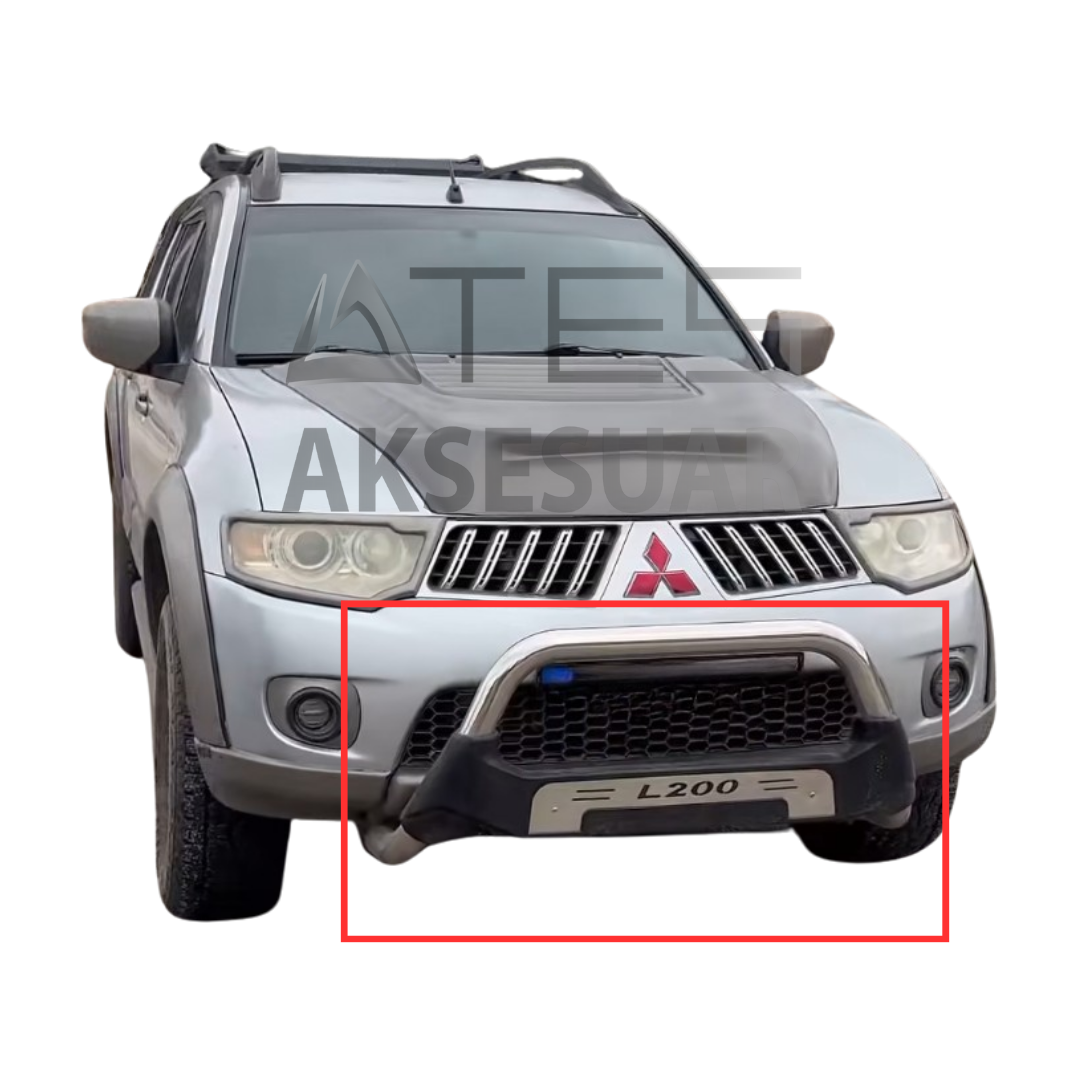 mitsubishi-l200-on-koruma-krom-poliuretan-2007-2014.png Mitsubisli L200 2007-2014 Krom Ön Koruma - Görsel 1
